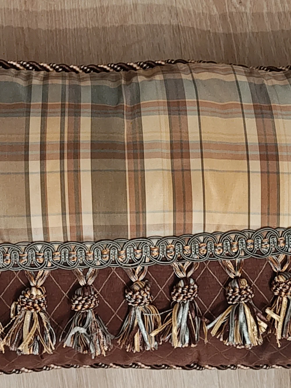 Cottagecore Vintage 1980s Silk Taffeta Pillow With Tassel Fringe